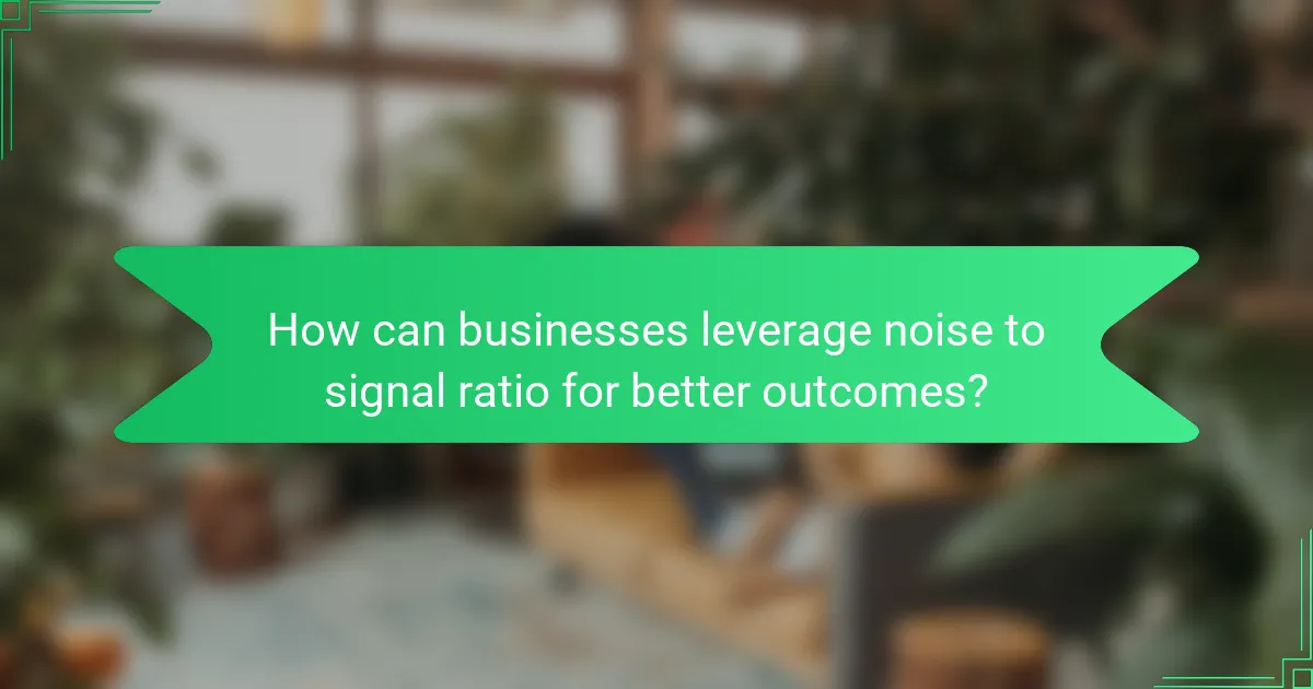 How can businesses leverage noise to signal ratio for better outcomes?